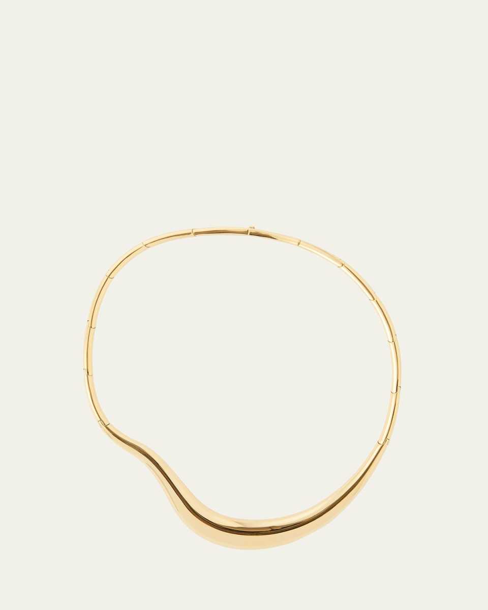 18K Yellow Gold Bold Stream Wave Necklace